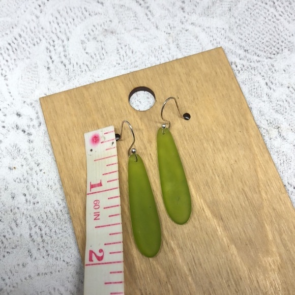 Sterling silver hooks recycled glass boho statement earrings. - Picture 4 of 5